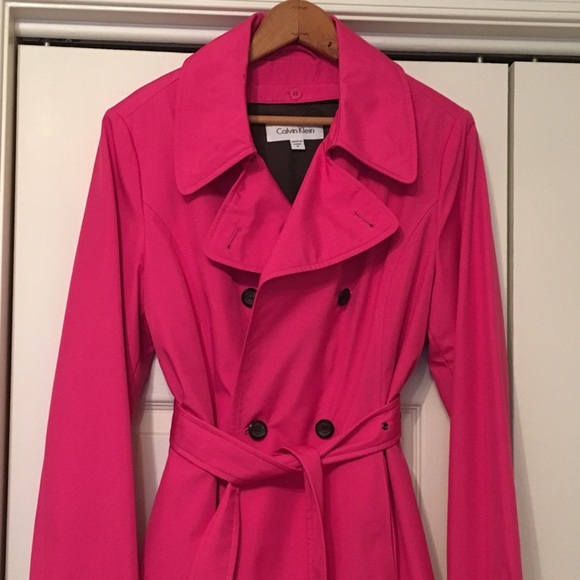 calvin klein pink trench coat
